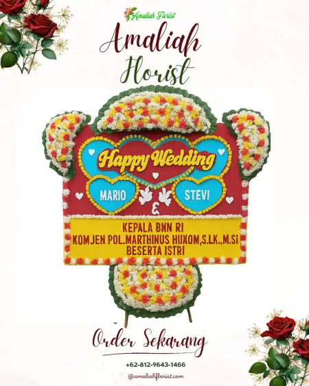 Papan Bunga Pernikahan Jajar Tunggal